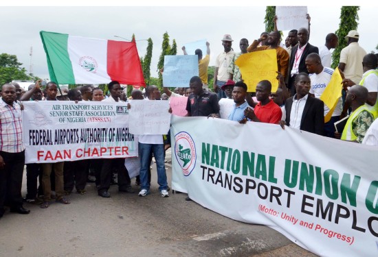 Aviation workers protest over non-involvement in planned concession of airports Aviation workers